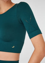 The Best Women's Gym Wear - jerf Naples Green Econyl Short Sleeve Crop Top - Jerf Sport UK