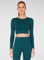 The Best Women's Gym Wear - jerf Naples Green Econyl Long Sleeve Crop Top - Jerf Sport UK