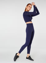 The Best Women's Gym Wear - jerf Naples Navy Econyl Long Sleeve Crop Top - Jerf Sport UK