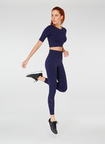 The Best Women's Gym Wear - jerf Naples Navy Econyl Short Sleeve Crop Top - Jerf Sport UK