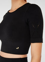 The Best Women's Gym Wear - jerf Naples Black Econyl Short Sleeve Crop Top - Jerf Sport UK