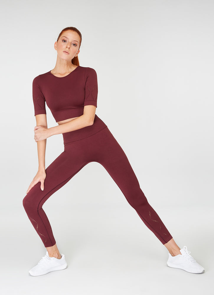 The Best Women's Gym Wear - jerf Naples Burgundy Econyl Leggings - Jerf Sport UK