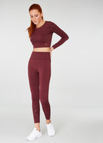 The Best Women's Gym Wear - jerf Naples Burgundy Econyl Long Sleeve Crop Top - Jerf Sport UK