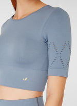 The Best Women's Gym Wear - jerf Naples Stone Econyl Short Sleeve Crop Top - Jerf Sport UK