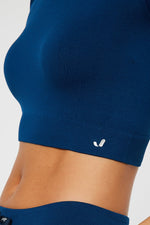 The Best Women's Gym Wear - Jerf Captiva Solid Navy Blue Crop Top - Jerf Sport UK